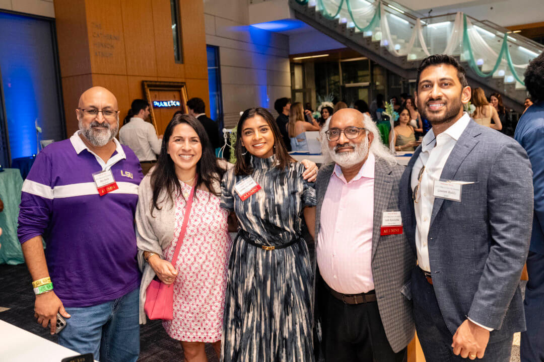 Ajay Jindia (J.D. ’97), Karina Deochand (J.D. ’18) Salu Kunnatha (J.D. ’93) and guests attend the 2026 Georgia State Law Alumni Reunion.