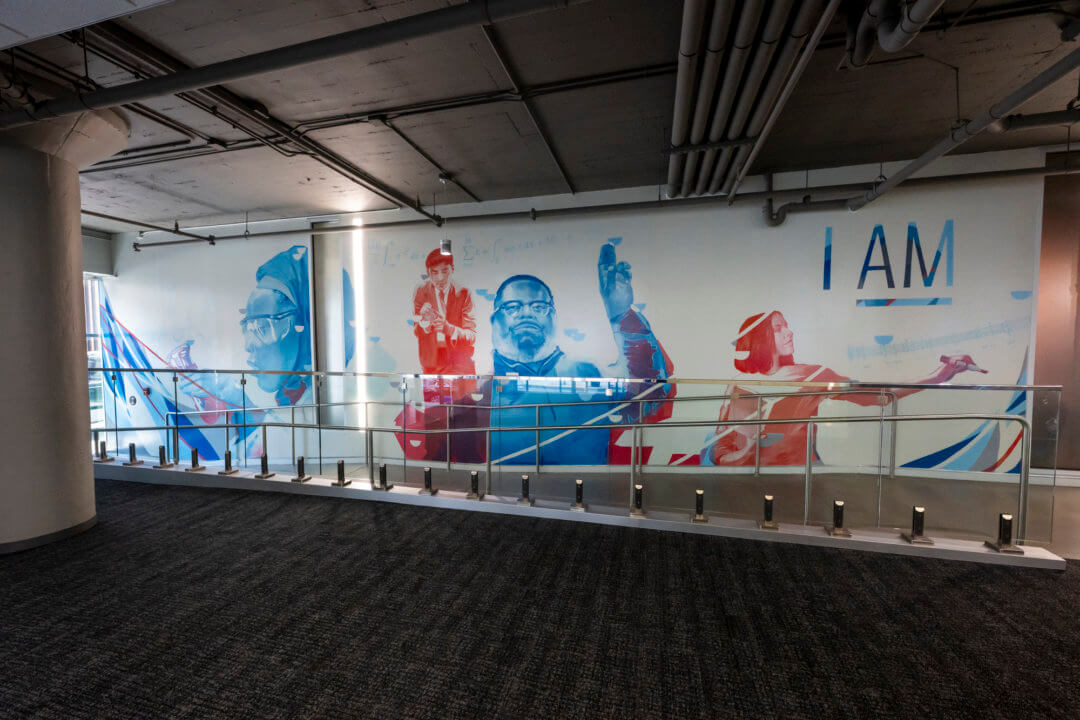 An image of the mural wall at the University Club at Edgewood.