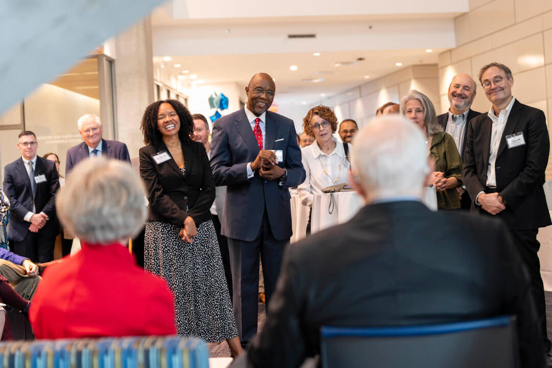 The Bondurant Center for Constitutional Law Board of Advisors and friends of the college show their appreciation to donors Emmet J. Bondurant and Jane Fahey at the ribbon-cutting ceremony.