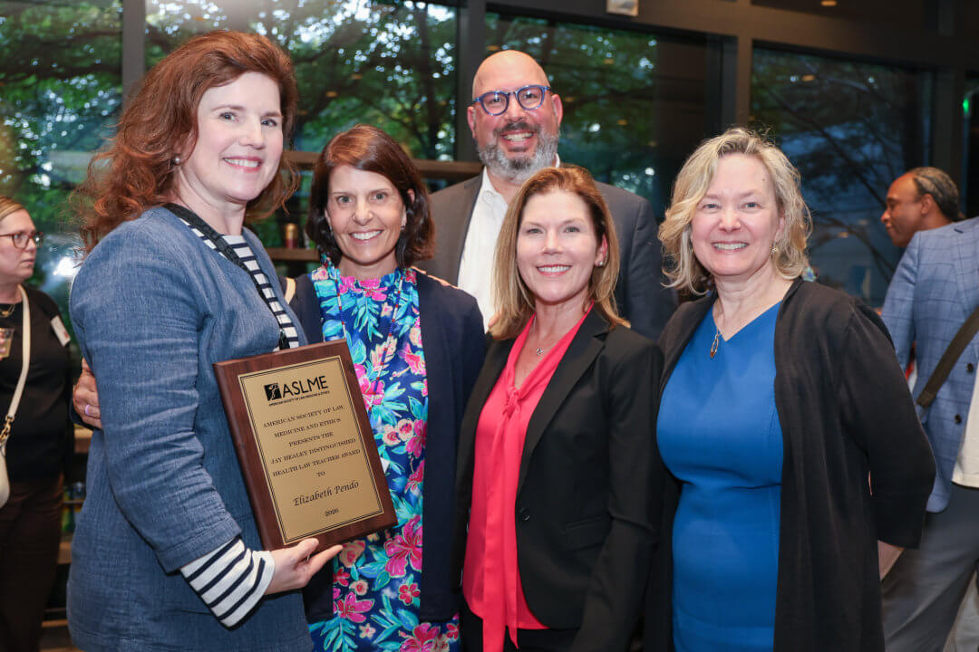 Elizabeth Pendo (left) receives the 2026 Jay Healey Distinguished Health Law Teacher Award.