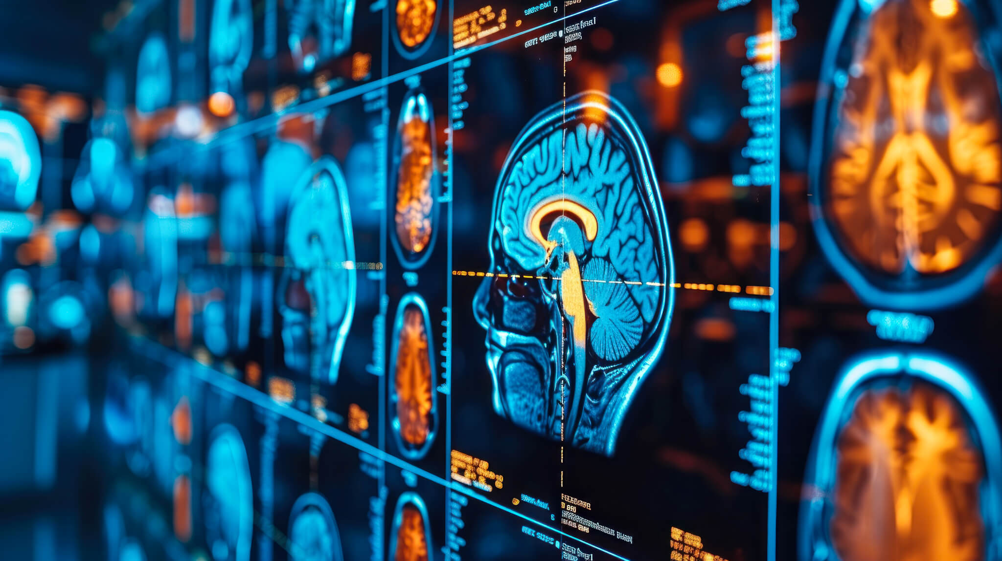 Stock photo of brain scans colorized