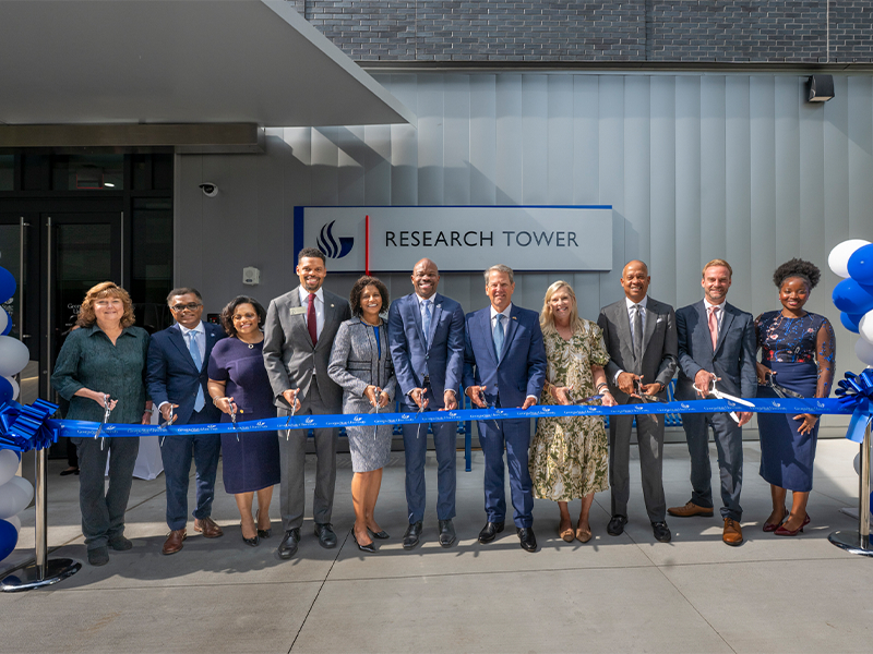 State and university officials cut the ribbon on Georgia State's new Research Tower.