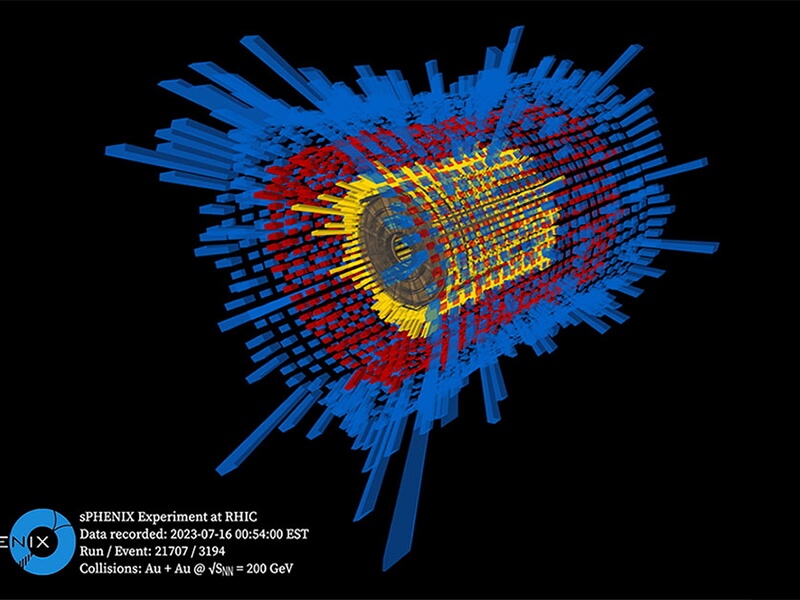Computer graphic of particles emitting from a cylinder.