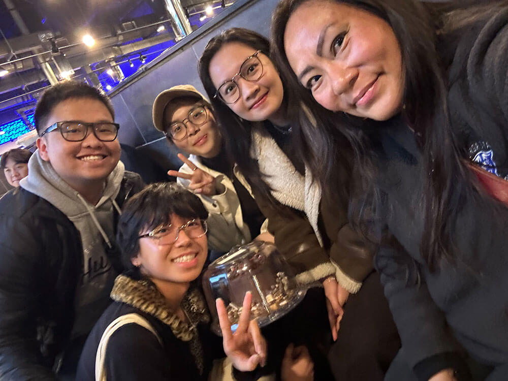 Ho recently gathered with immersive program alumni for Korean barbecue. Pictured from left to right: Khoa Dang (2025 RISE and 2025 Panthers in Chicago), Timy Dang (2025 RISE and 2025 Panthers in the District), Ngoc Vu (2024 Panthers in Charlotte), Thao Phan (2024 Panthers in Charlotte), and Nhi Ho.
