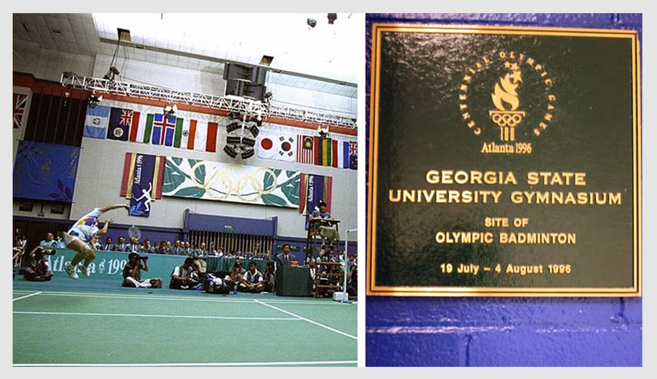 image of badminton player and GSU palque