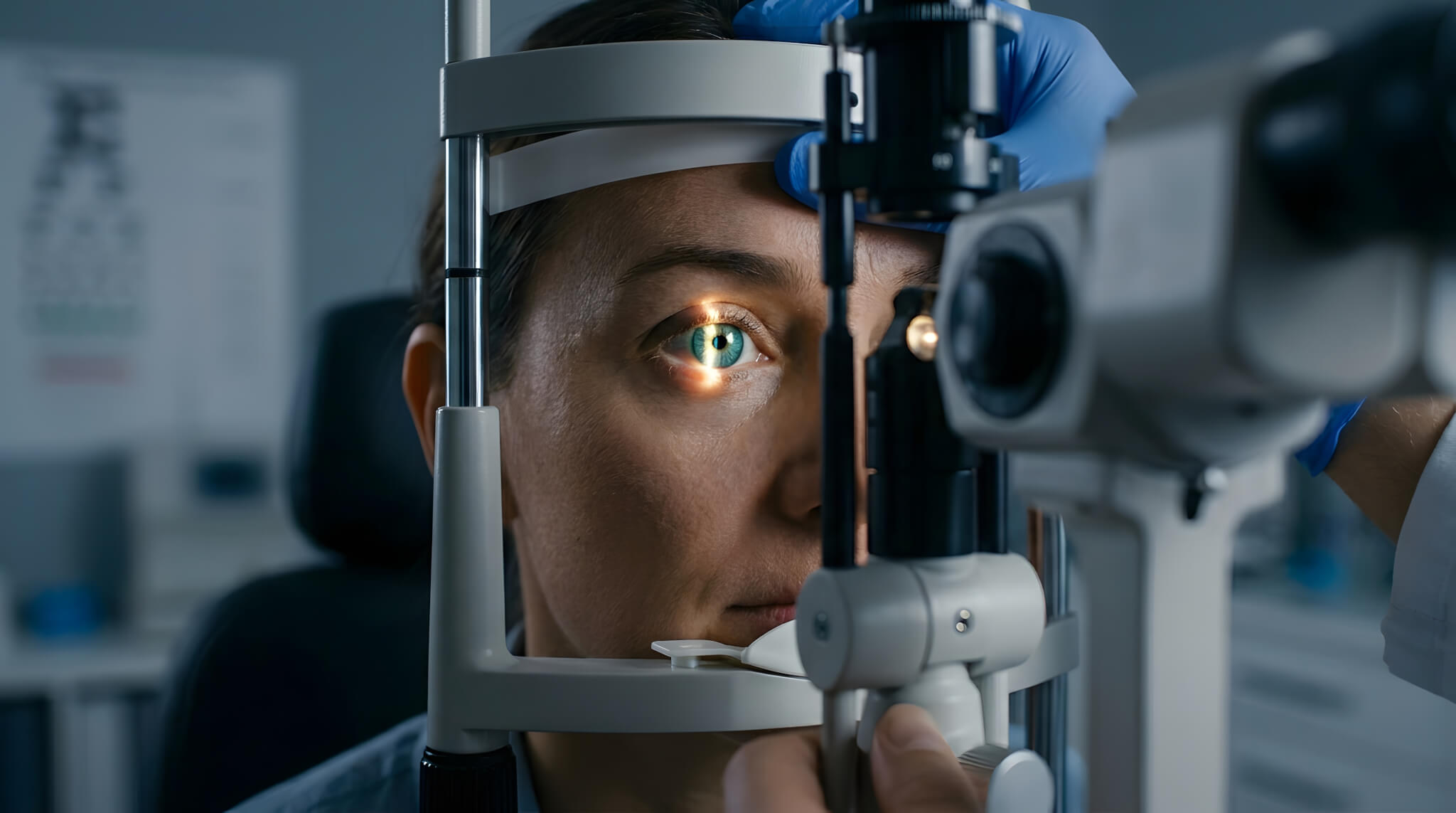 Woman gets eye exam