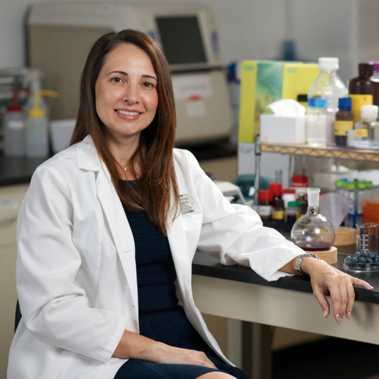 Dr. Rafaela Feresin sits in her Nutrition lab at Georgia State University