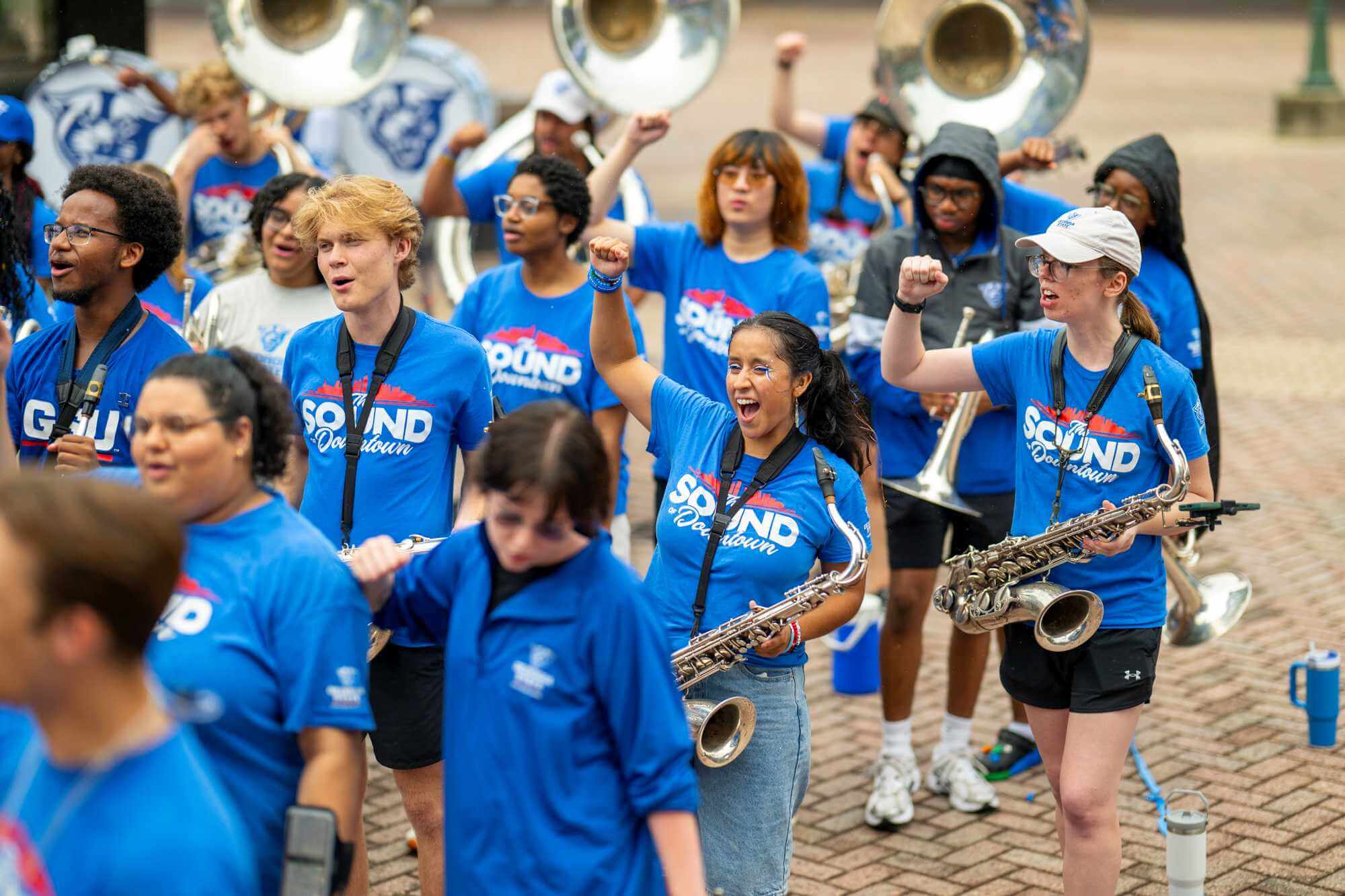 The GSU Panther Band, The Sound of Downtown, rehearses before their FIFA FanFest performance on July 15, 2026.. Photo by Meg Buscema