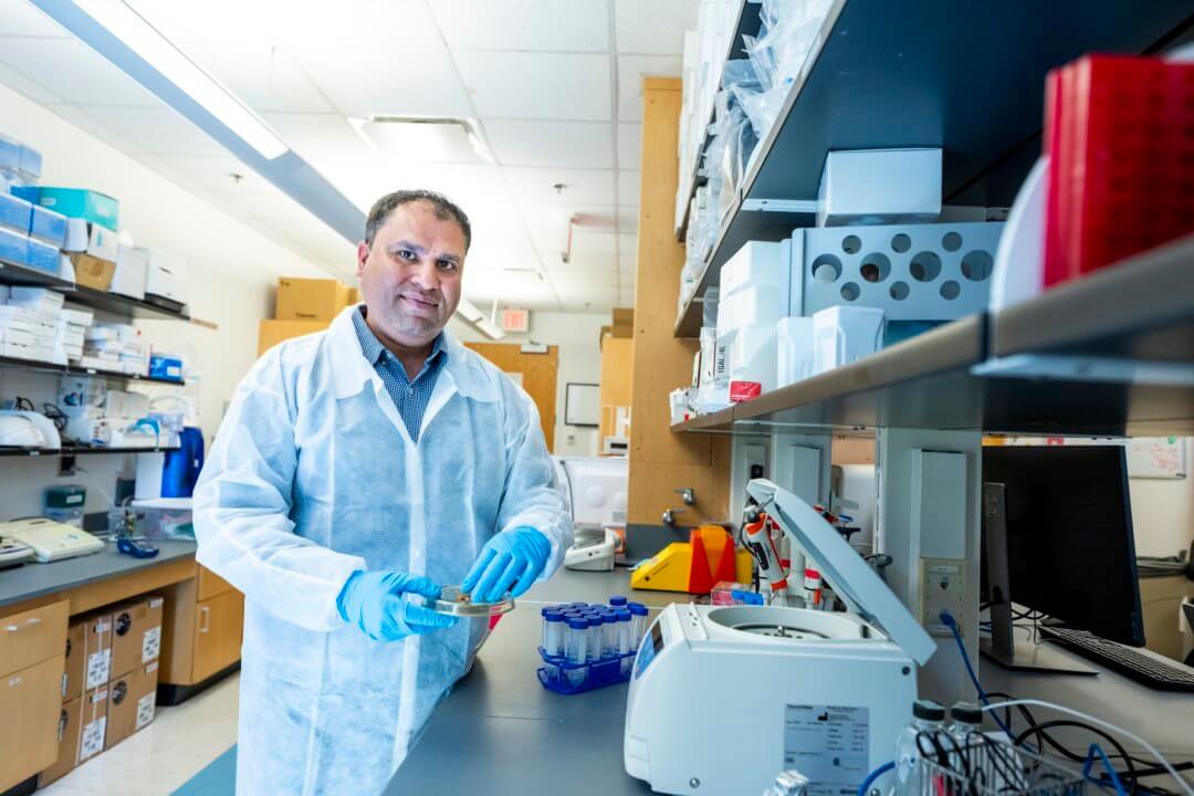 researcher in biology lab